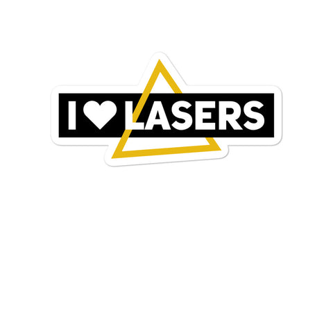 "I love Lasers" Bubble-free Tech stickers